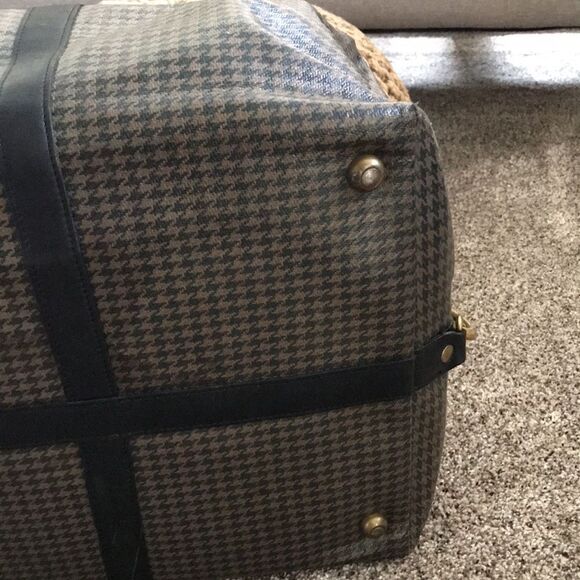 RAREST GHURKA MARLEY HODGSON STONE GREY DERBY PLAID DUFFLE TRAVEL BAG - Picture 7 of 11